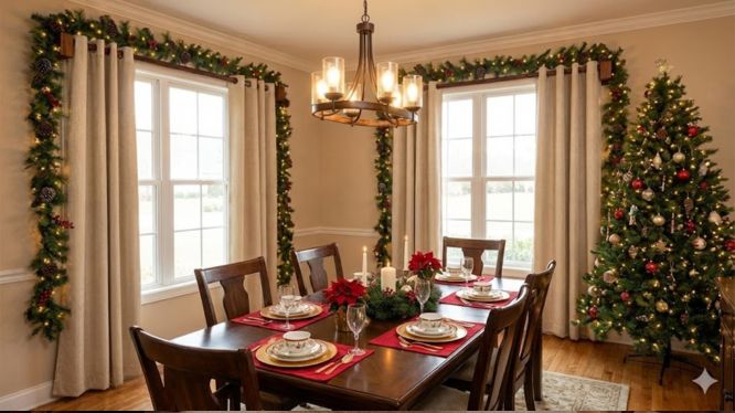 Decoración navideña elegante: cómo usar cortineros de madera para transformar tus ventanas en Navidad